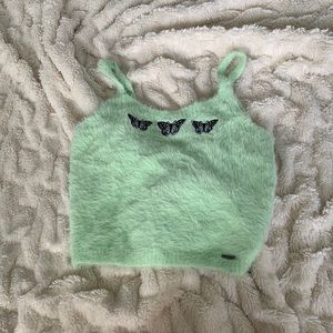 Fuzzy butterfly tank top